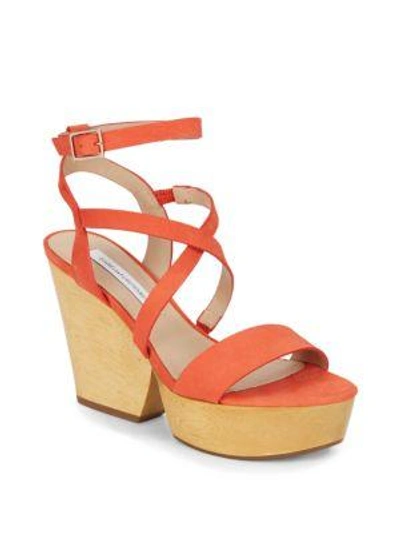 Shop Diane Von Furstenberg Lamille Leather Platform Sandals In Orange