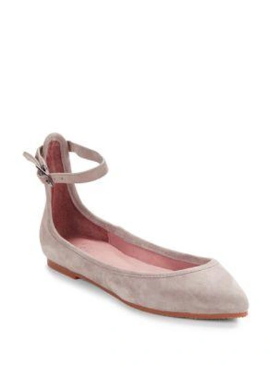 Shop Joie Temple Suede Ankle-strap Flats In Dove