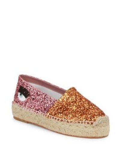 Shop Chiara Ferragni Glittered Espadrilles In Orange