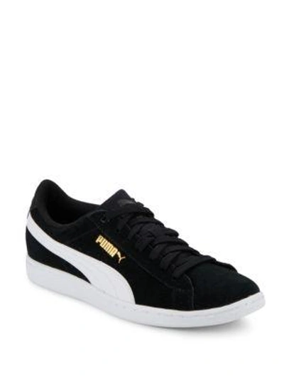 Shop Puma Vikky Suede Sneakers In Black