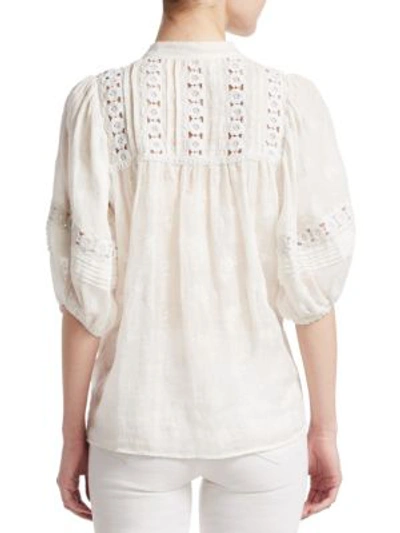 Shop Zimmermann Embroidered Cotton Flower Cut-out Top In Ivory