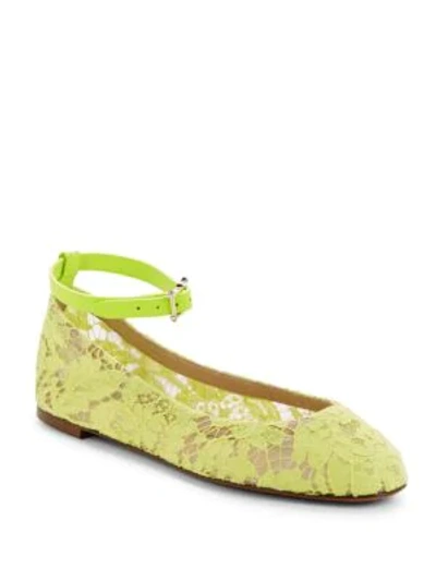 Shop Valentino Ankle-buckle Lace Shoes In Citron