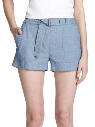 Shop Vince Chambray Shorts In Blue Chambray