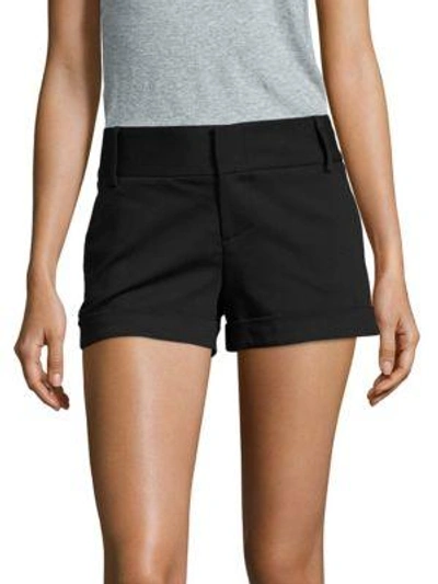 Shop Alice And Olivia Cady Solid Cotton-blend Shorts In Black