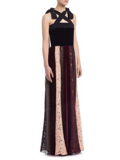 Shop Lanvin A-line Mixed Print Gown In Blush