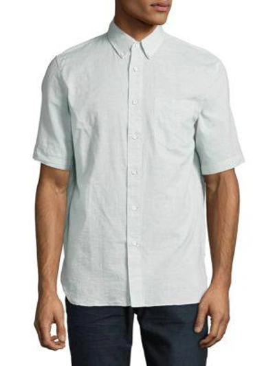 Shop Rag & Bone Solid Button-down Shirt In Blue Stripe