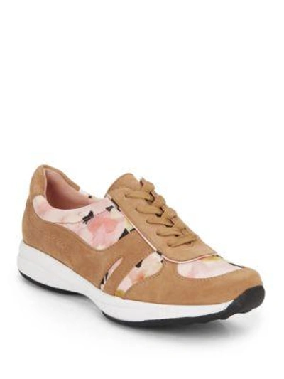Shop Taryn Rose Arvella Suede & Textile Lace-up Sneakers In Blossom