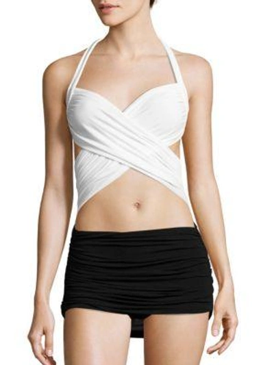 Shop Norma Kamali One-piece Xo Bill Mio Swimsuit In White