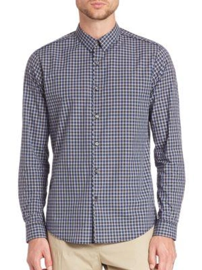 Shop Theory Benner Trimont Checkered Shirt In Victory