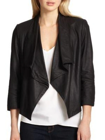 Shop Alice And Olivia Draped Leather Jacket In Black