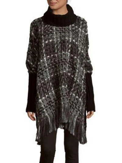 Shop Dolce & Gabbana Long Sleeves Tweed Poncho In Black