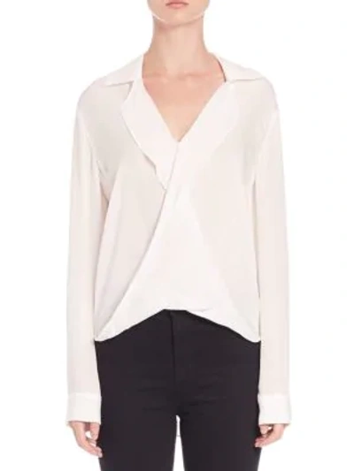 Shop L Agence Rita Drape-front Silk Blouse In Mulberry