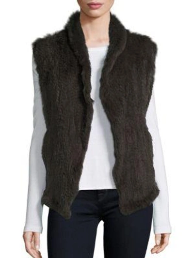 Shop June Rabbit Fur Vest In Olive
