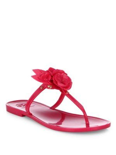 Shop Tory Burch Blossom Jelly Thong Sandals In Hibiscus
