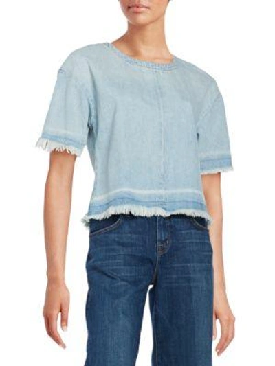 Shop J Brand Dallas Frayed Denim Tee In Faint