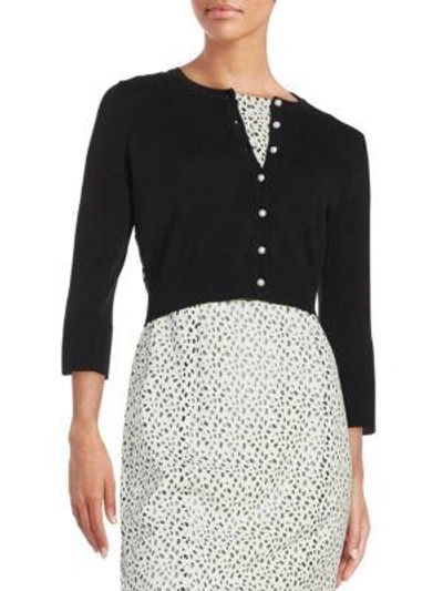 Shop Karl Lagerfeld Lace-accented Cardigan In Noir