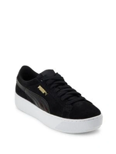 Shop Puma Logo-embossed Lace-up Sneakers In Black