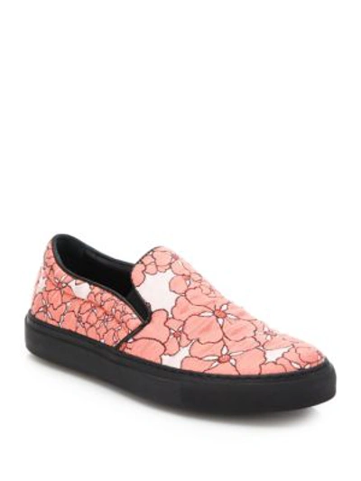 Shop Giamba Floral Print Slip-on Skate Sneakers In Pink Multi
