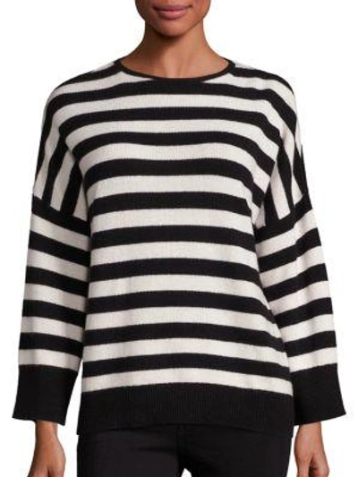 Shop The Kooples Cashmere Blend Striped Sweater In Black-white
