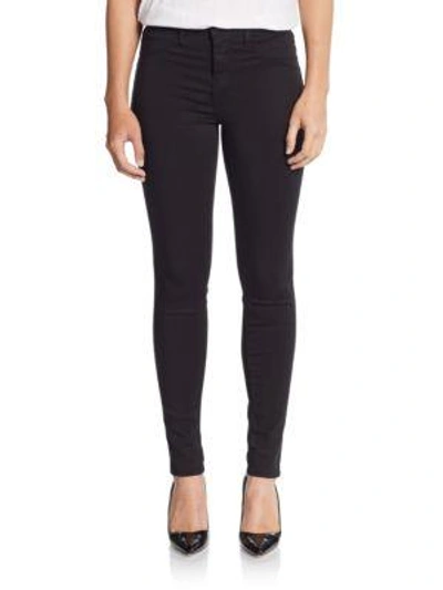 Shop J Brand Maria High-rise Luxe Sateen Skinny Jeans In Black