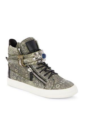 Giuseppe Zanotti Lizard-embossed Leather High-top Sneakers In Beige ...