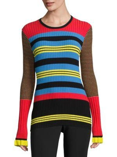 Shop Opening Ceremony Striped Roundneck Top In Azure Multicolor