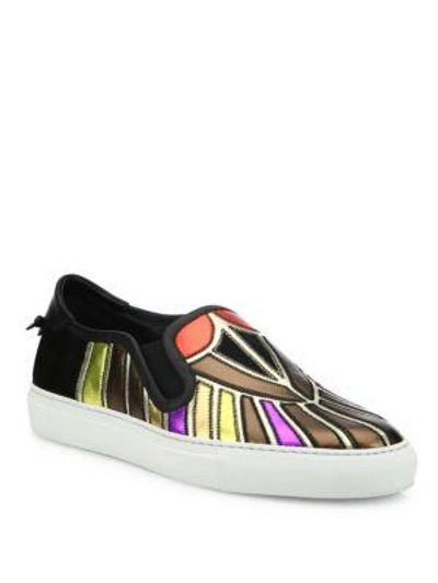 Shop Givenchy Street Line Multicolor Metallic Leather Skate Sneakers In Black Multi