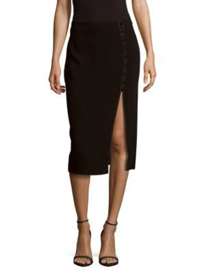 Shop Cinq À Sept Farrow Front Slit Solid Skirt In Black