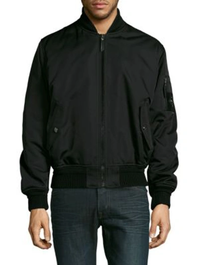 Shop Versace Solid Bomber Jacket In Black