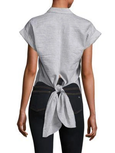 Shop Rag & Bone Ara Textured Tie-back Blouse In Black White