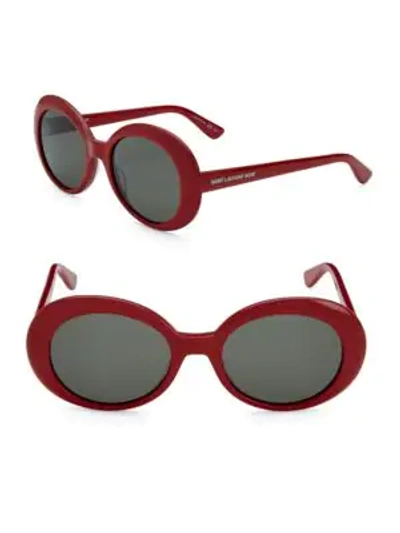 Shop Saint Laurent 54mm Oval Sunglasses In Red