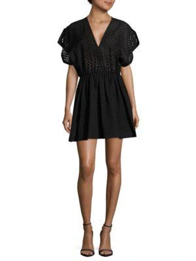 Shop Iro Genna Perforated Cotton Dress In Black