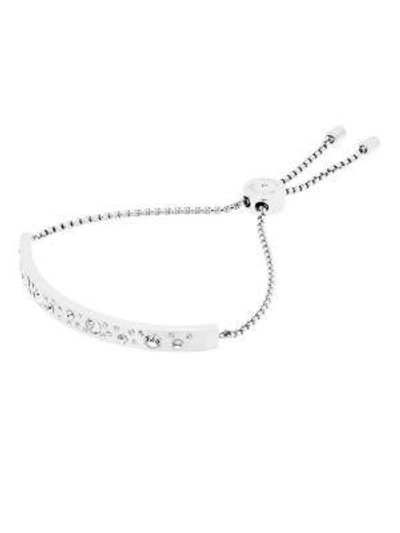 Shop Michael Kors Modern Brilliance Crystal Slider Bracelet In Silver