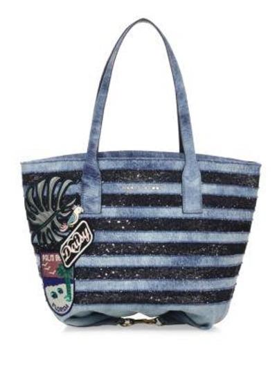 Shop Marc Jacobs Wingman Denim Tote In Denim Multi