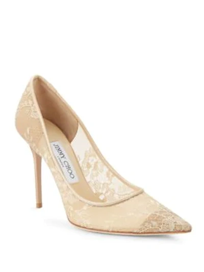 Shop Jimmy Choo Abel Lace Pumps In Nude