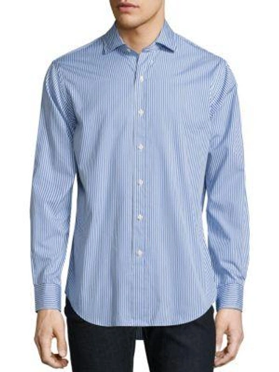 Shop Polo Ralph Lauren Striped Poplin Estate Button-down Shirt In White Blue