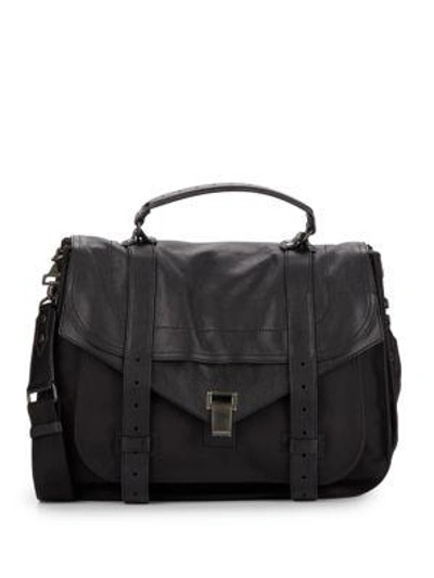 Shop Proenza Schouler Canvas & Leather Ps1 Extra-large Satchel In Black