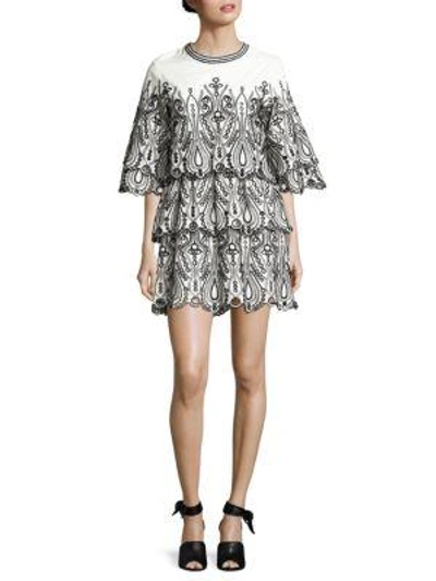 Shop Iro Noor Embroidered Eyelet Dress In White-black