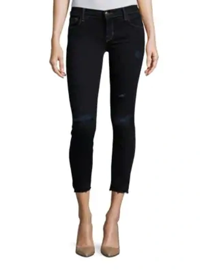 Shop J Brand Skinny-fit Low-rise Cropped Jeans In Indigo