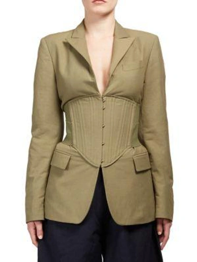 Shop Stella Mccartney Abby Corset Jacket In Khaki