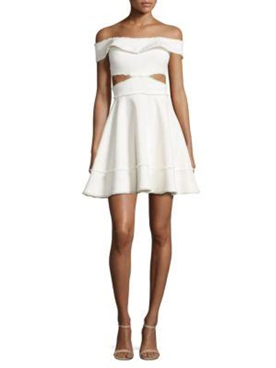 Shop Cinq À Sept Vanessa Off-the-shoulder Flared Cutout Dress In Ivory