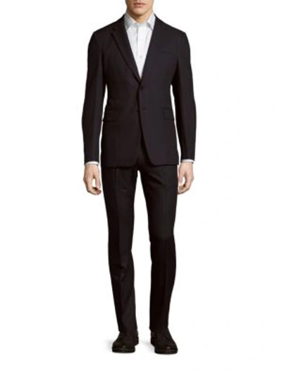 Shop Valentino Woolen Striped Suit In Black