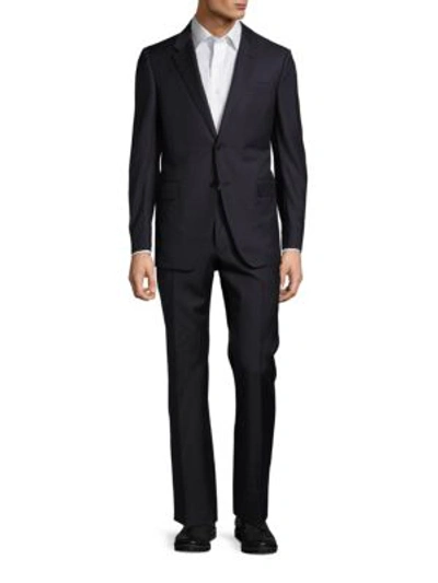 Shop Valentino Fleece Wool Solid Suit In Black