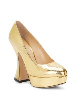 Charlotte Olympia This Is Not A Shoe Embossed Metallic Leather Pumps In ...