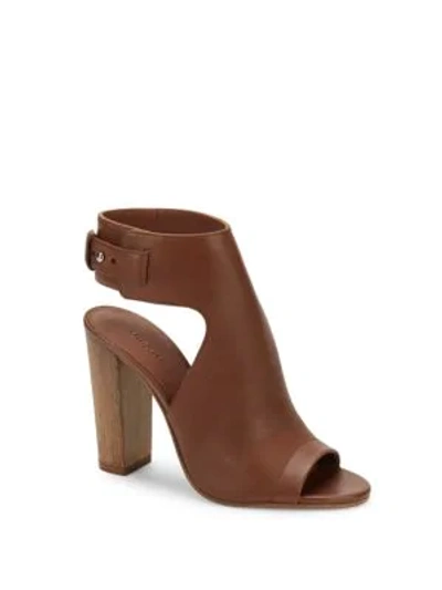 Shop Vince Addie Leather Open Toe Sandals In Saddle