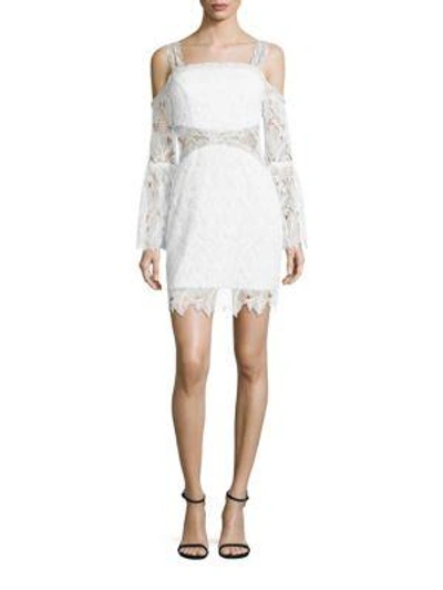 Shop Three Floor Angelic Cold-shoulder Lace Dress In Off White