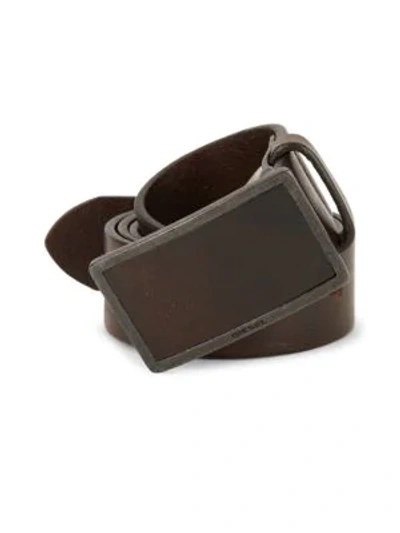 Shop Diesel Burel Worn Leather Belt In Coffee