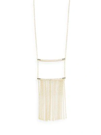 Shop Elizabeth And James Vago Black Spinel & White Topaz Fringe Pendant Necklace In Gold