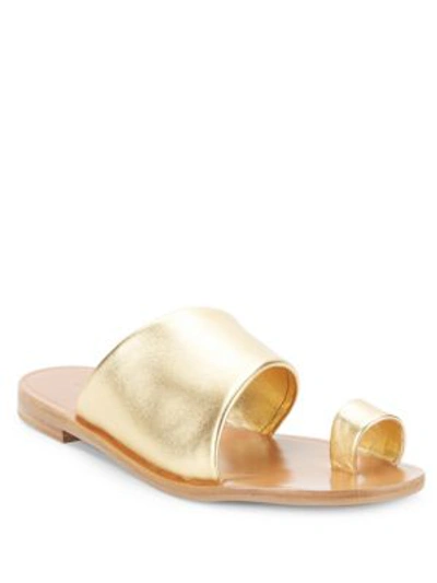 Shop Diane Von Furstenberg Ello Metallic Leather Toe Ring Sandals In Gold