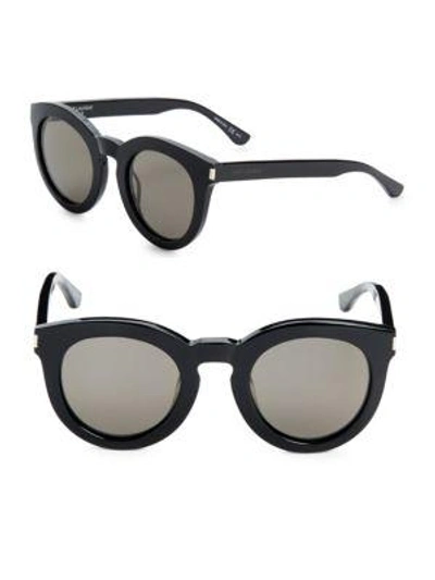 Shop Saint Laurent 47mm Round Sunglasses In Black